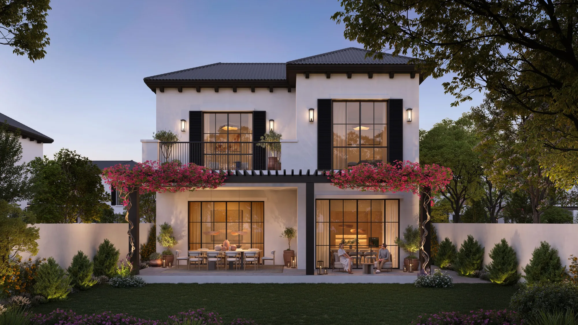 Golf Home exterior with garden courtyard, official Modon render