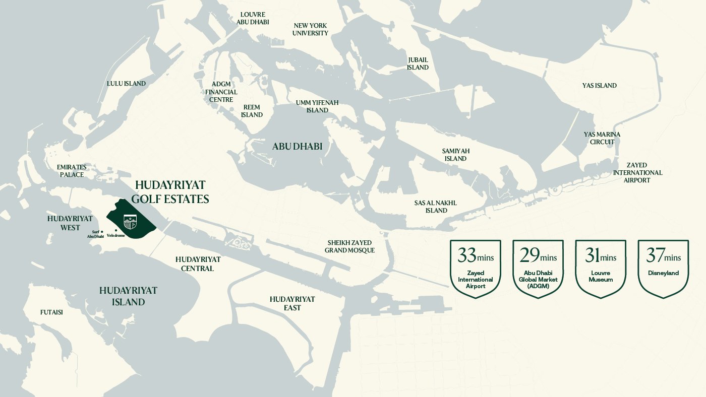 Hudayriyat Golf Estates — Location & Connectivity Map