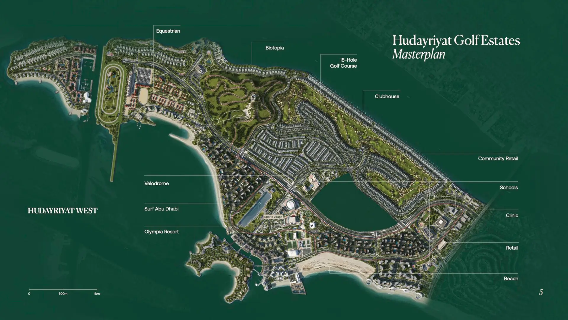 Hudayriyat Golf Estates Masterplan — Complete Island Overview