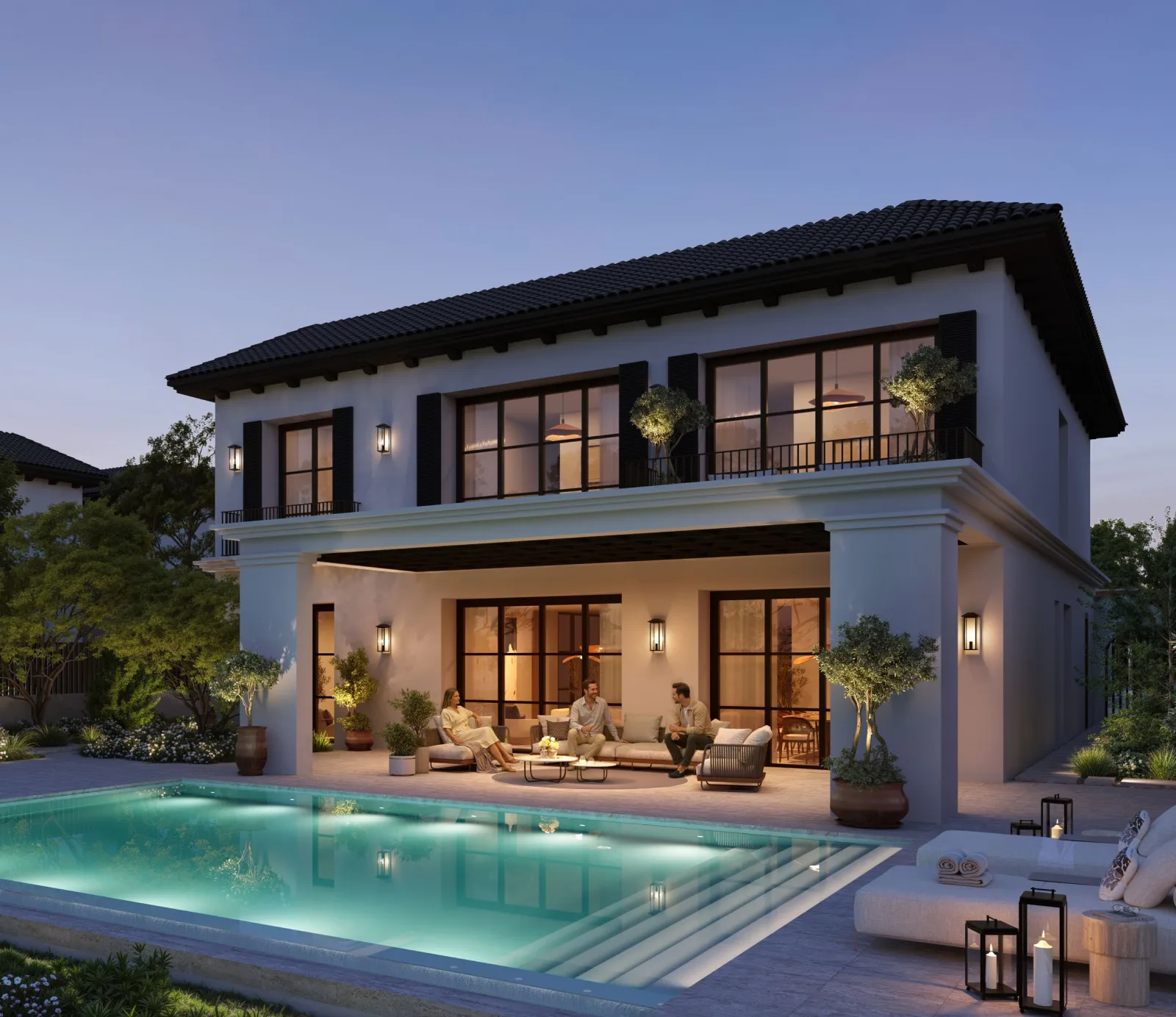 Range Villa exterior with pool, official Modon render