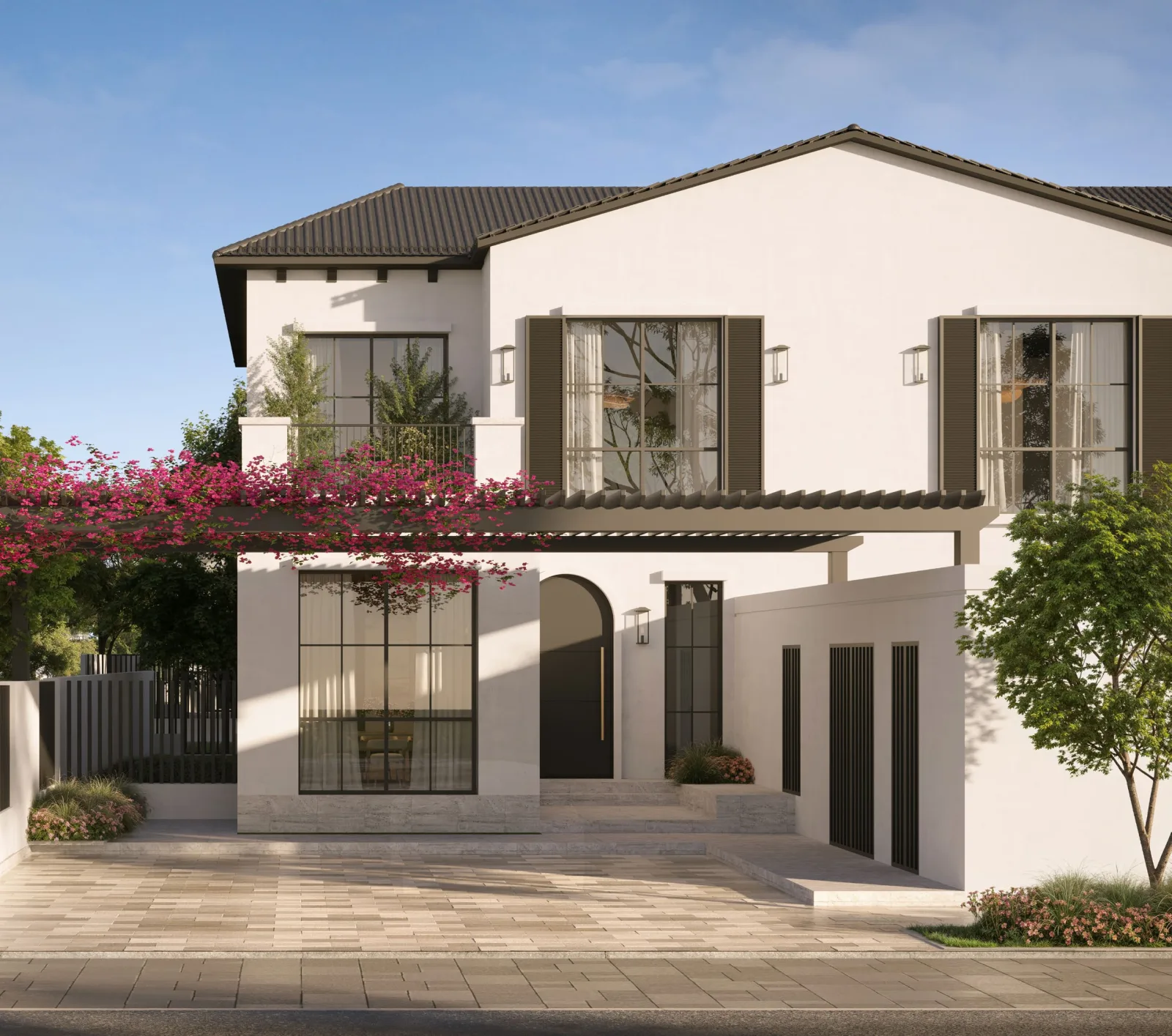 3 bedroom townhome exterior, official Modon render