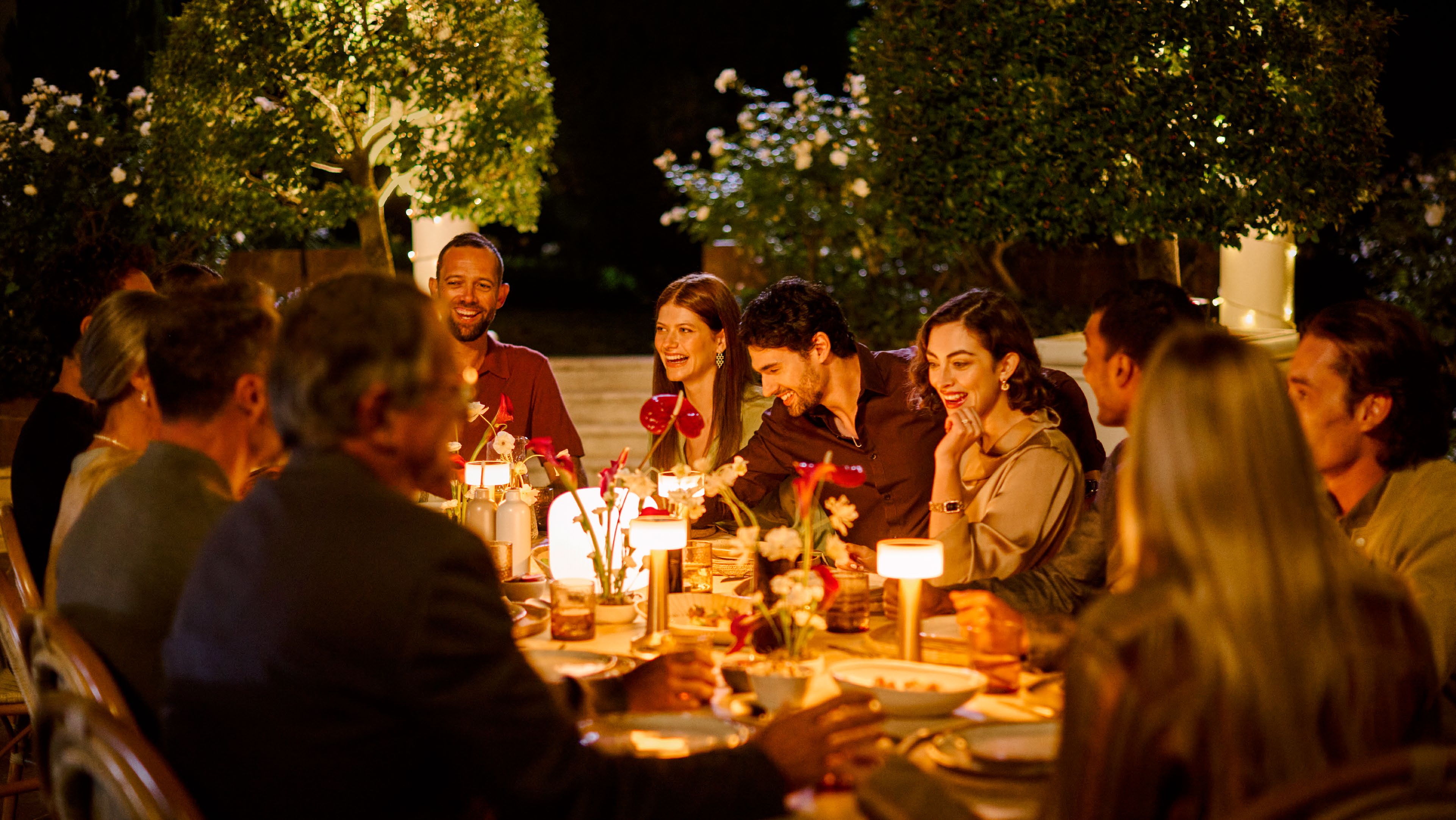 Candlelit outdoor fine dining dinner at Hudayriyat Golf Estates