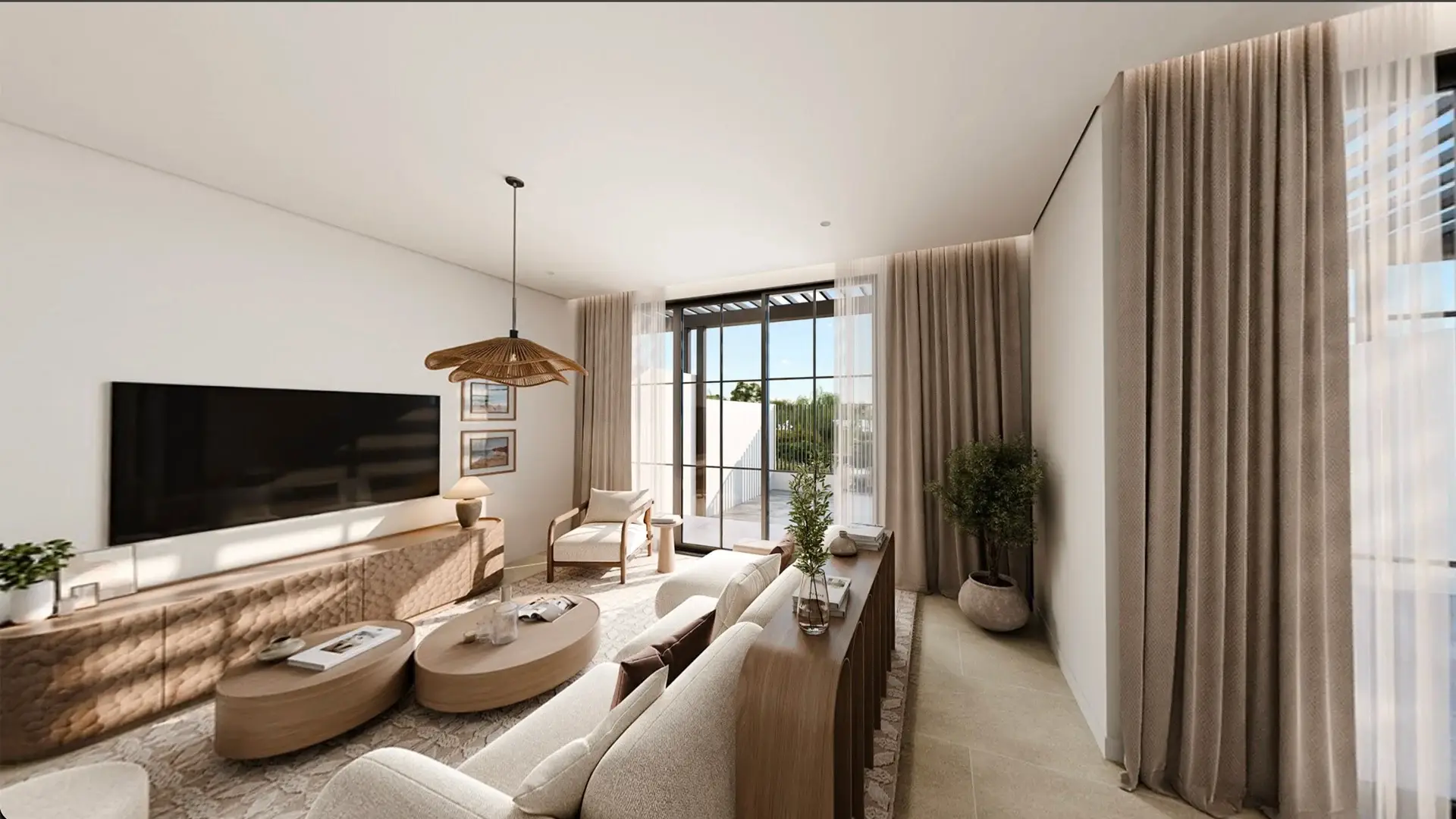 3-bedroom townhouse exterior at Hudayriyat Golf Estates Abu Dhabi Andalusian architecture